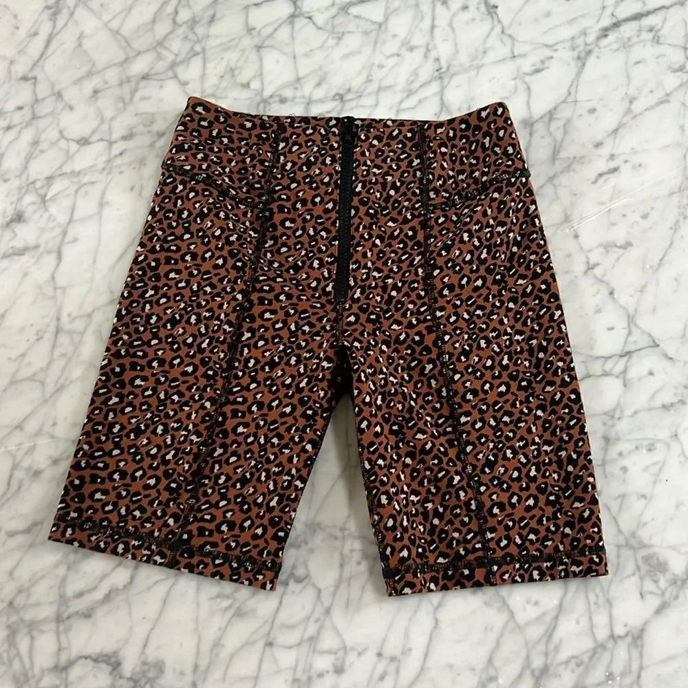 Free People Lucky Strike Leopard Print Bike Shorts XS